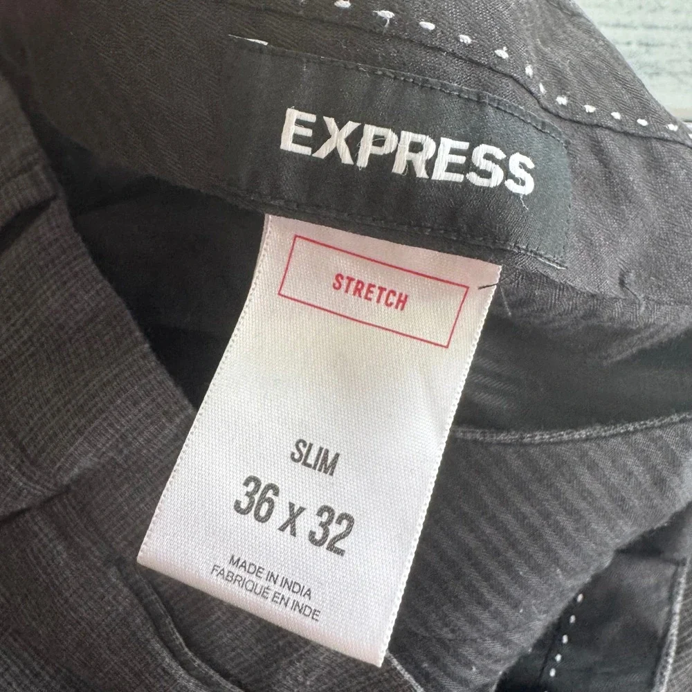 EXPRESS Slim Stretch Pants Gray office straight Dress Mens‎ Size 36